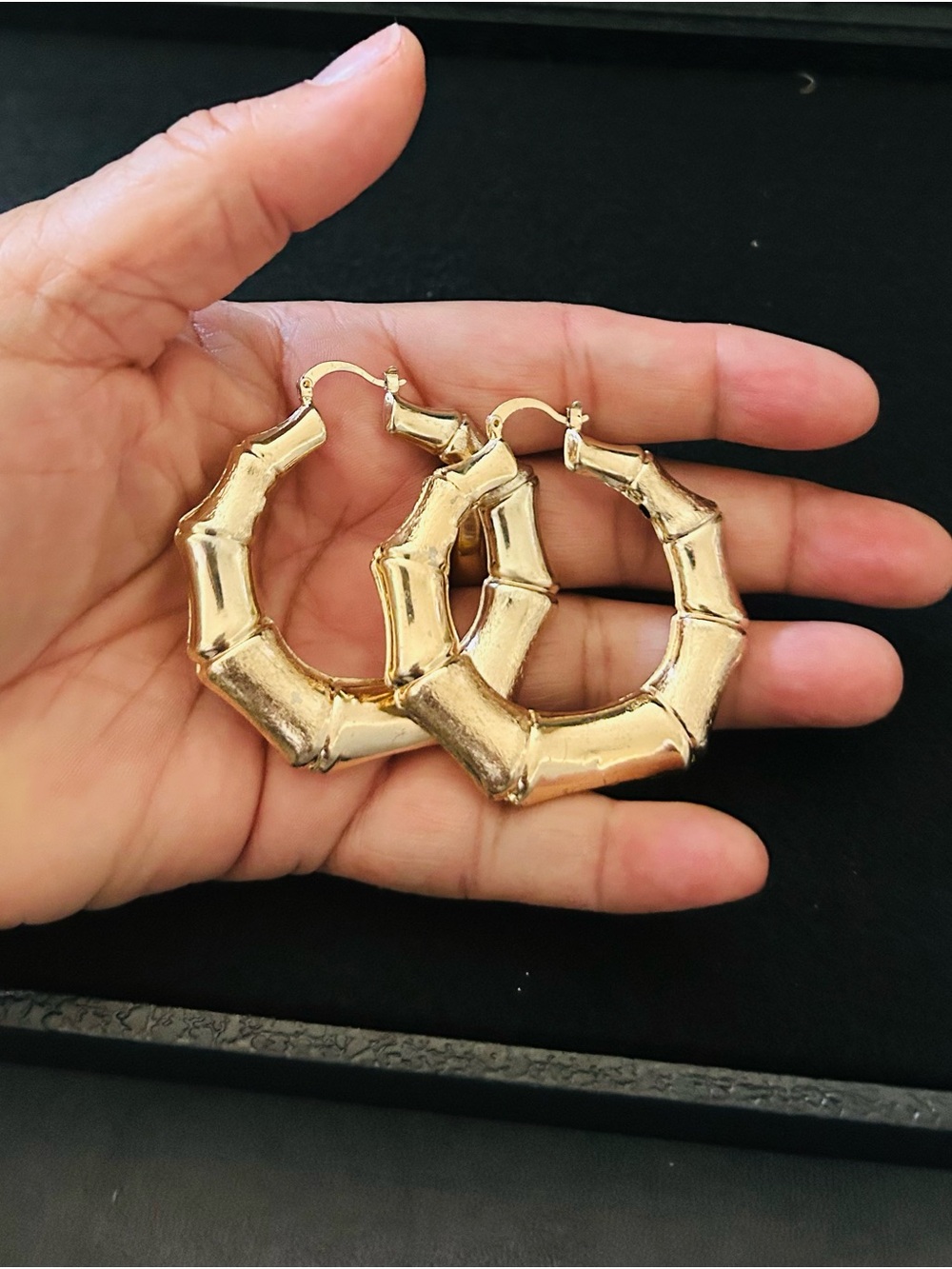 Vintage Gold Bamboo-Style Hoop Earrings - Women Jewelry
